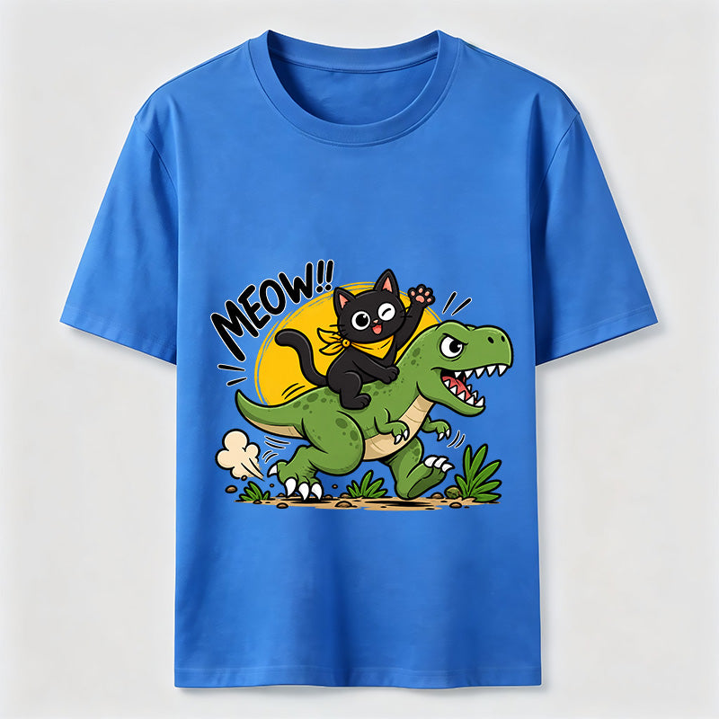 Meow Dinosaur Rider Cat Classic T-Shirt