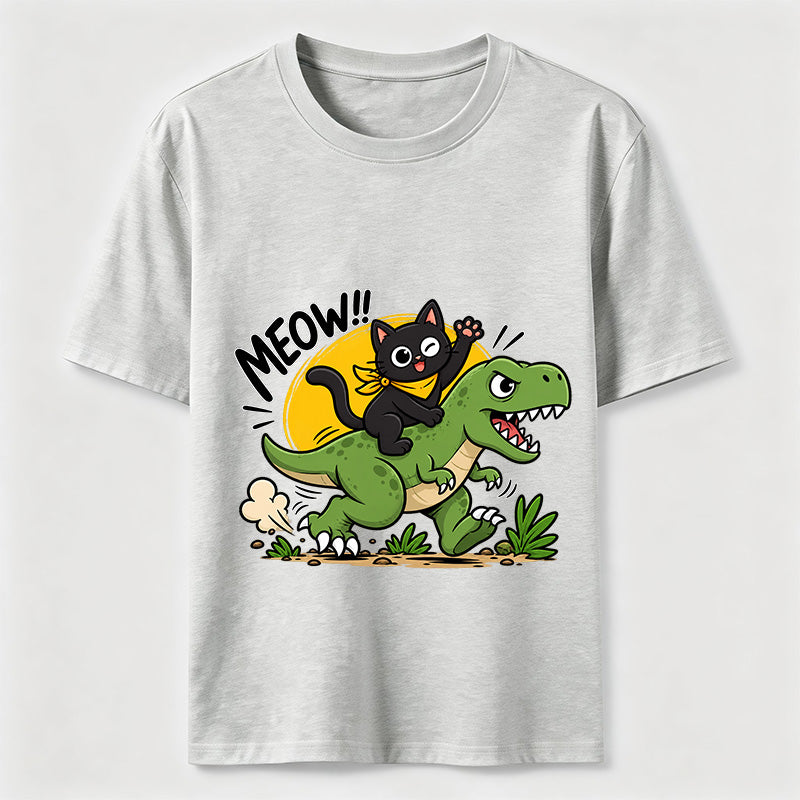 Meow Dinosaur Rider Cat Classic T-Shirt