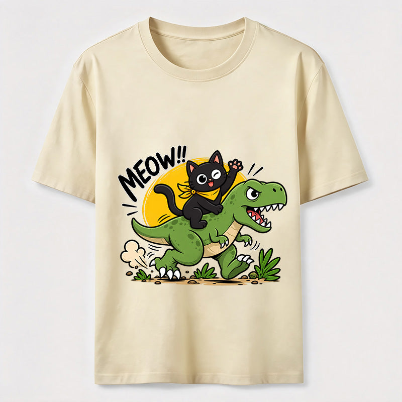 Meow Dinosaur Rider Cat Classic T-Shirt