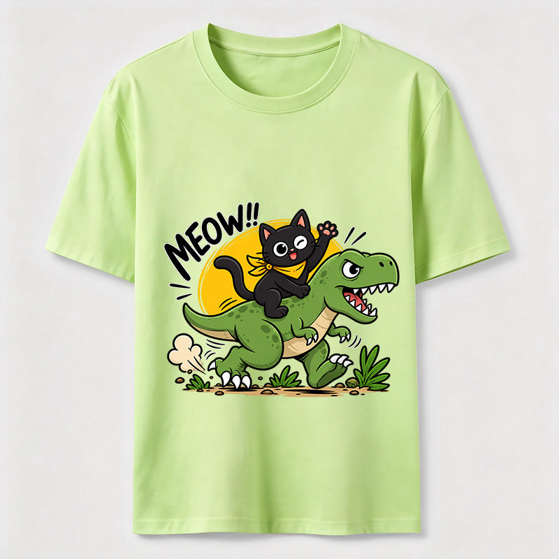 Meow Dinosaur Rider Cat Classic T-Shirt