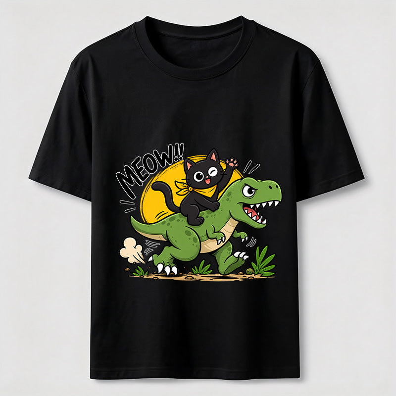 Meow Dinosaur Rider Cat Classic T-Shirt