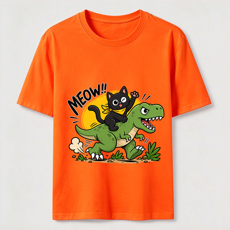 Meow Dinosaur Rider Cat Classic T-Shirt