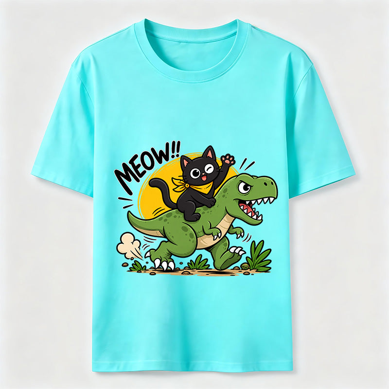 Meow Dinosaur Rider Cat Classic T-Shirt