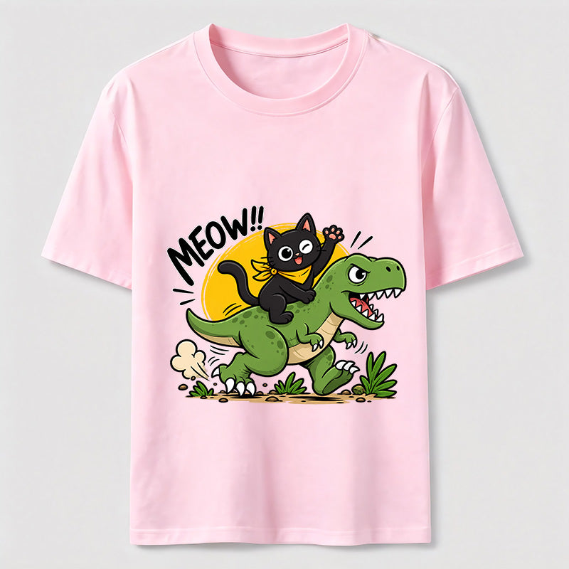 Meow Dinosaur Rider Cat Classic T-Shirt