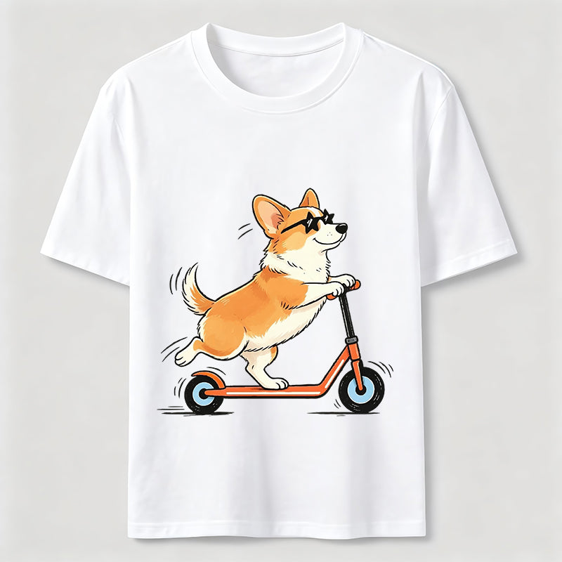 A Corgi Riding A Scooter Classic T-Shirt