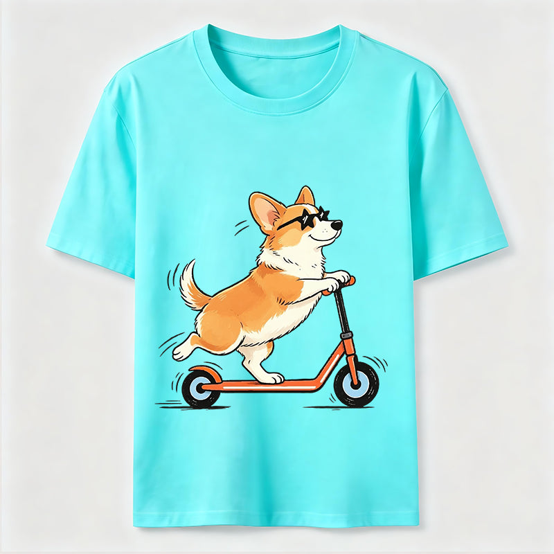 A Corgi Riding A Scooter Classic T-Shirt