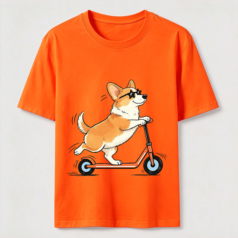 A Corgi Riding A Scooter Classic T-Shirt
