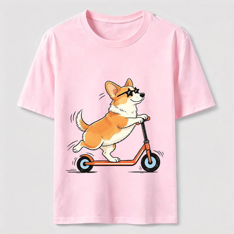 A Corgi Riding A Scooter Classic T-Shirt