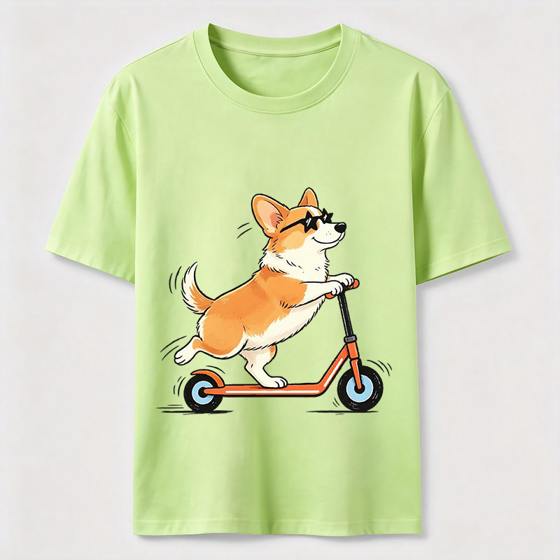 A Corgi Riding A Scooter Classic T-Shirt
