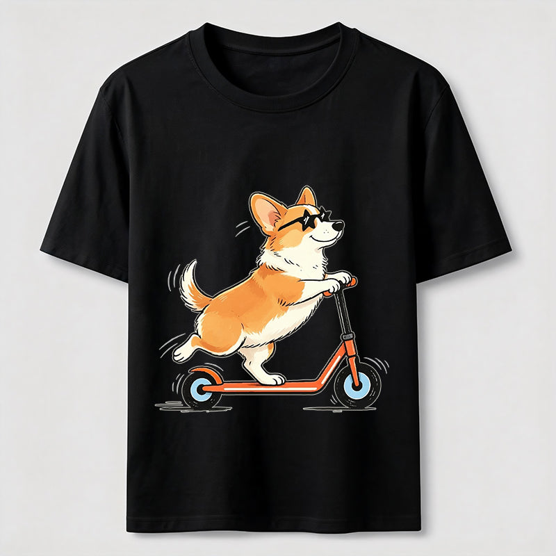 A Corgi Riding A Scooter Classic T-Shirt