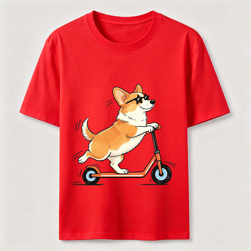 A Corgi Riding A Scooter Classic T-Shirt