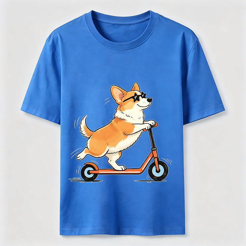 A Corgi Riding A Scooter Classic T-Shirt