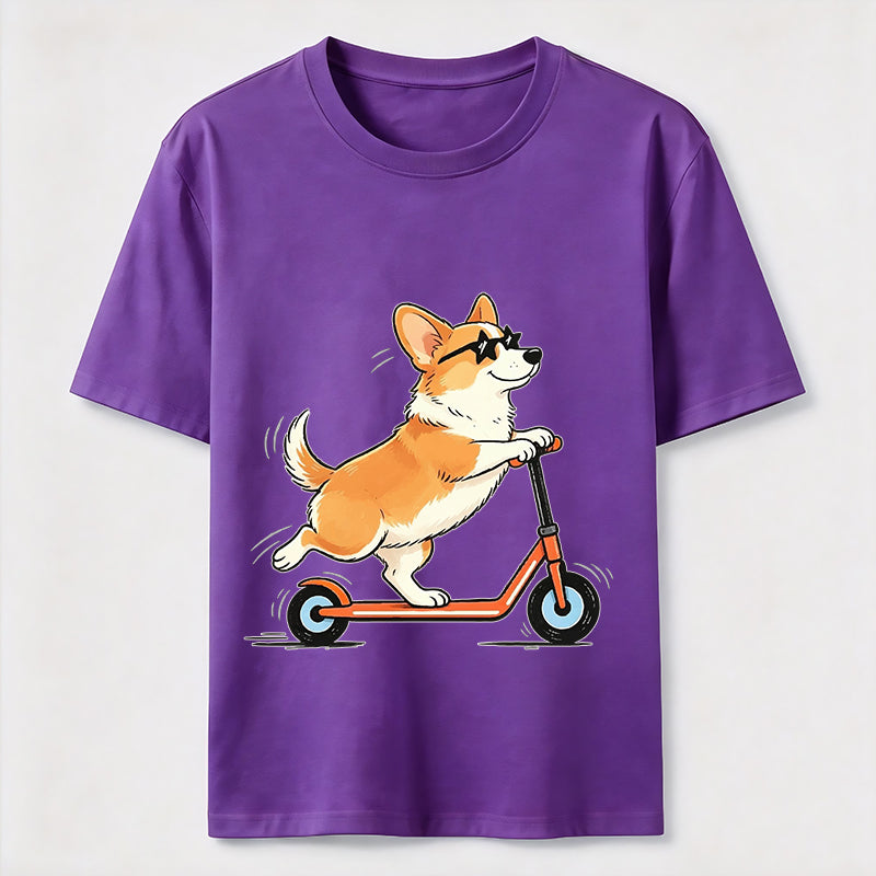 A Corgi Riding A Scooter Classic T-Shirt