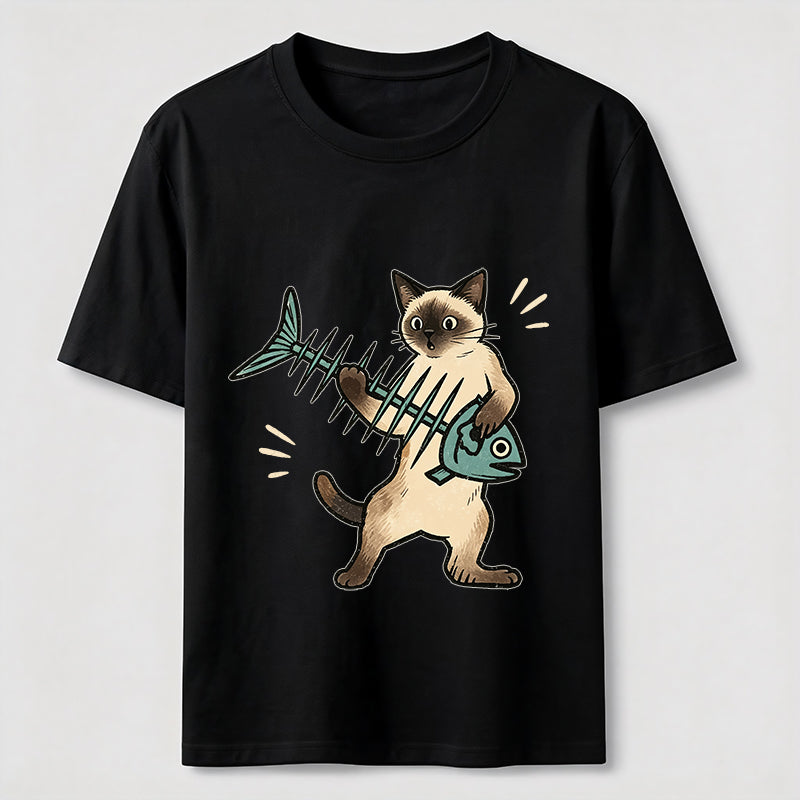 A Siamese Cat Playing The Guitar Classic T-Shirt