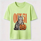 A Halloween cat stepping on a pumpkin Classic T-Shirt