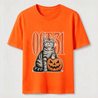 A Halloween cat stepping on a pumpkin Classic T-Shirt