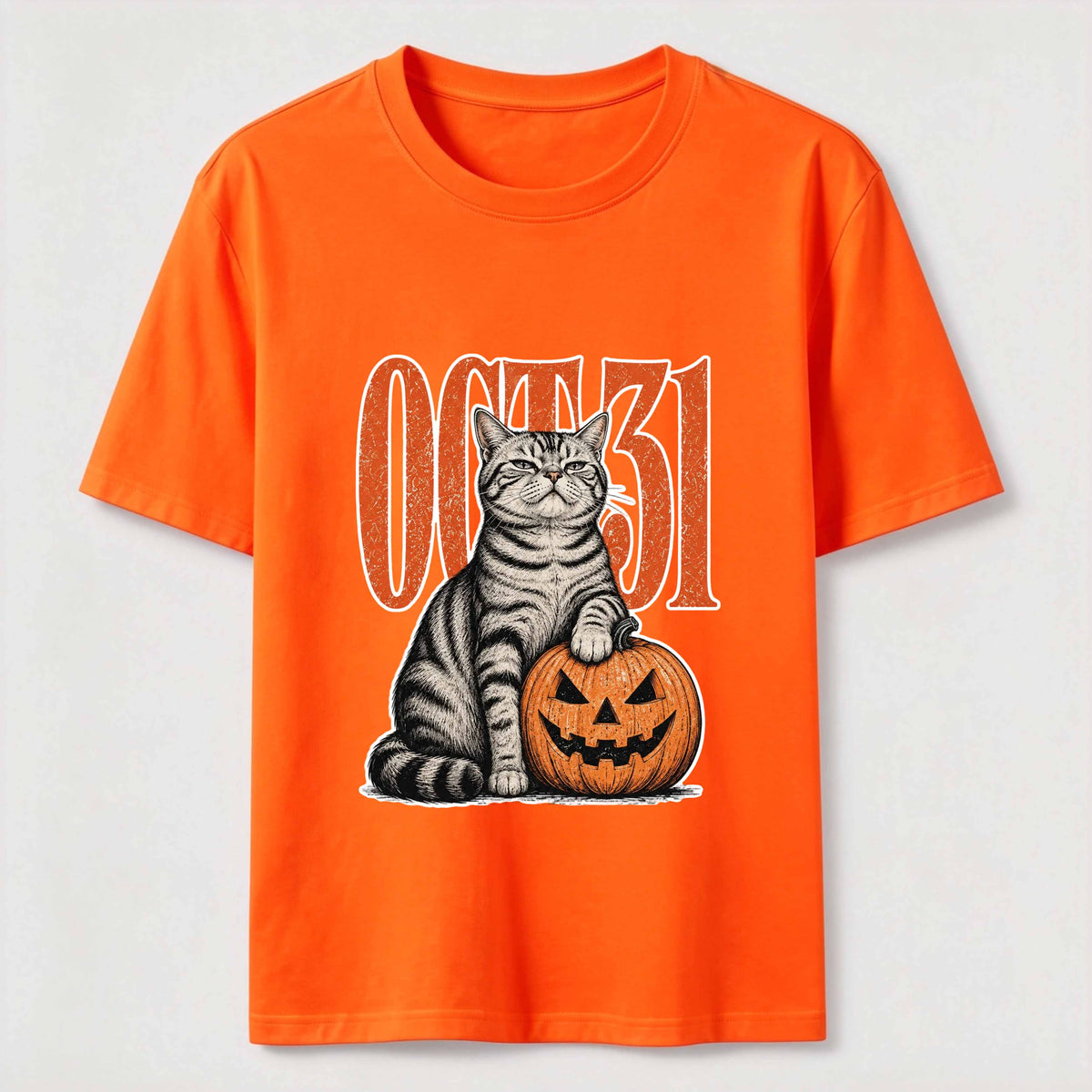 A Halloween cat stepping on a pumpkin Classic T-Shirt