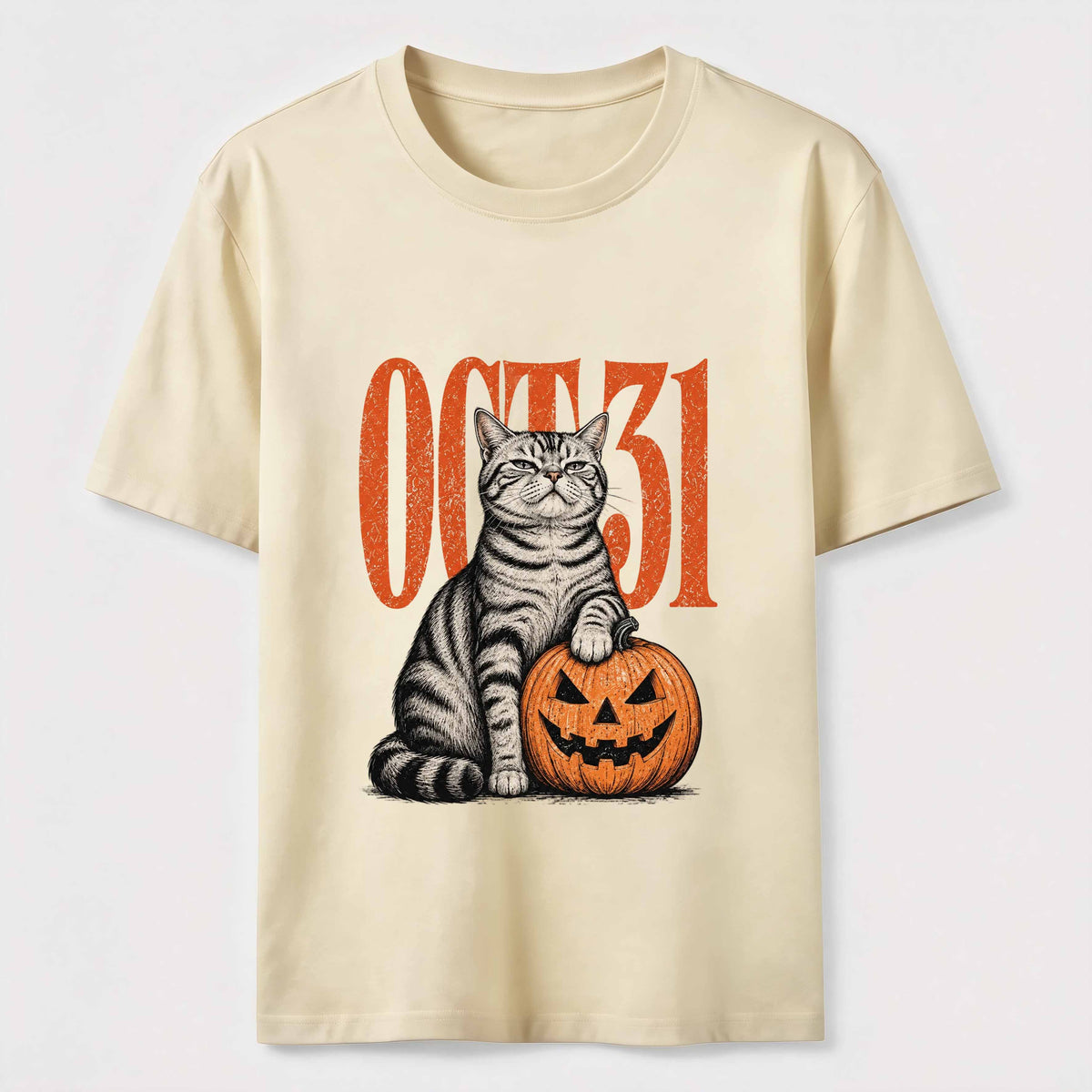 A Halloween cat stepping on a pumpkin Classic T-Shirt