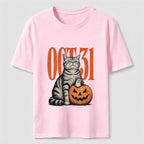 A Halloween cat stepping on a pumpkin Classic T-Shirt
