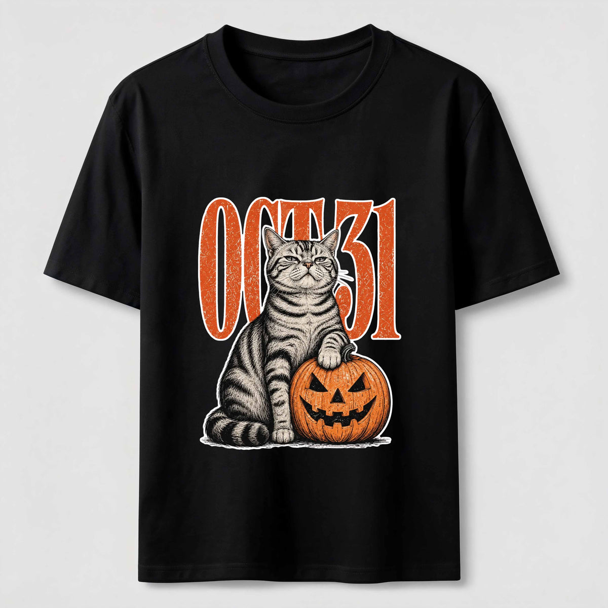 A Halloween cat stepping on a pumpkin Classic T-Shirt