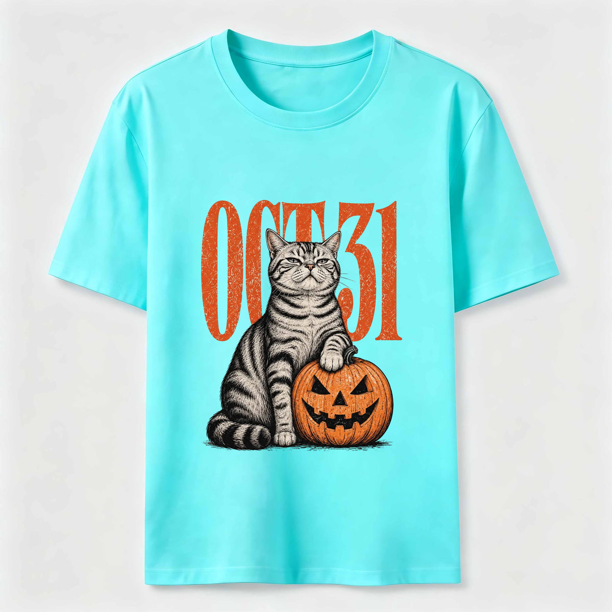 A Halloween cat stepping on a pumpkin Classic T-Shirt