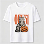 A Halloween cat stepping on a pumpkin Classic T-Shirt