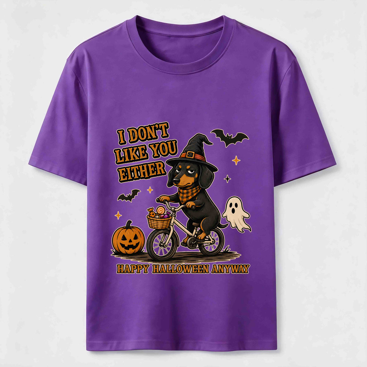 Dachshund riding a bike for Halloween Classic T-Shirt