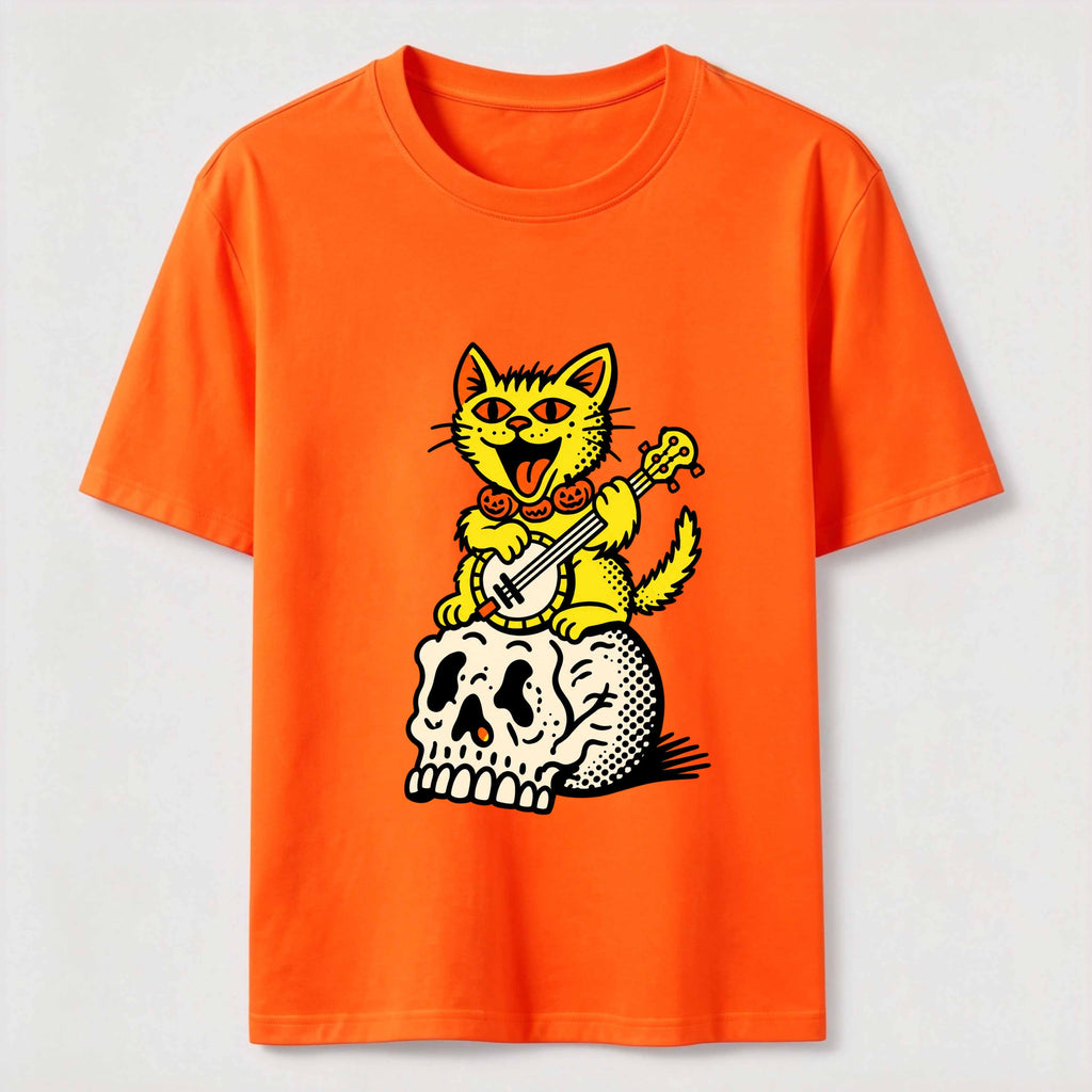 Halloween Guitar-Playing Skeleton Cat Classic T-Shirt