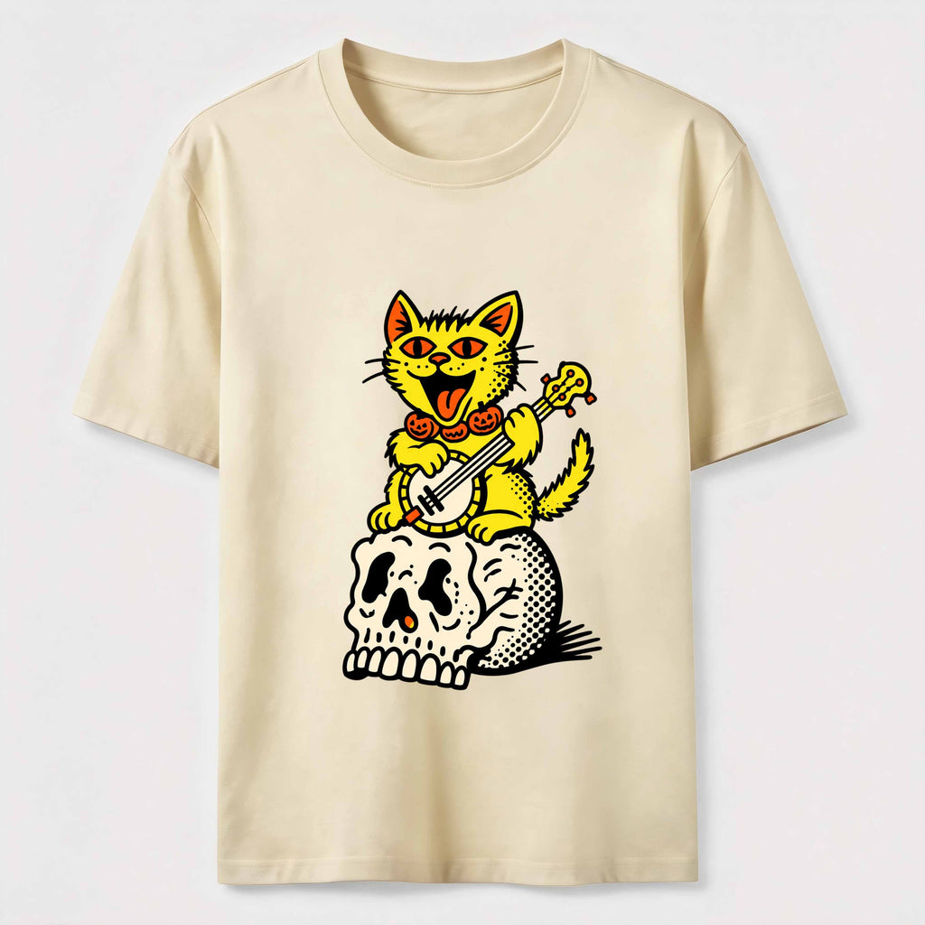 Halloween Guitar-Playing Skeleton Cat Classic T-Shirt