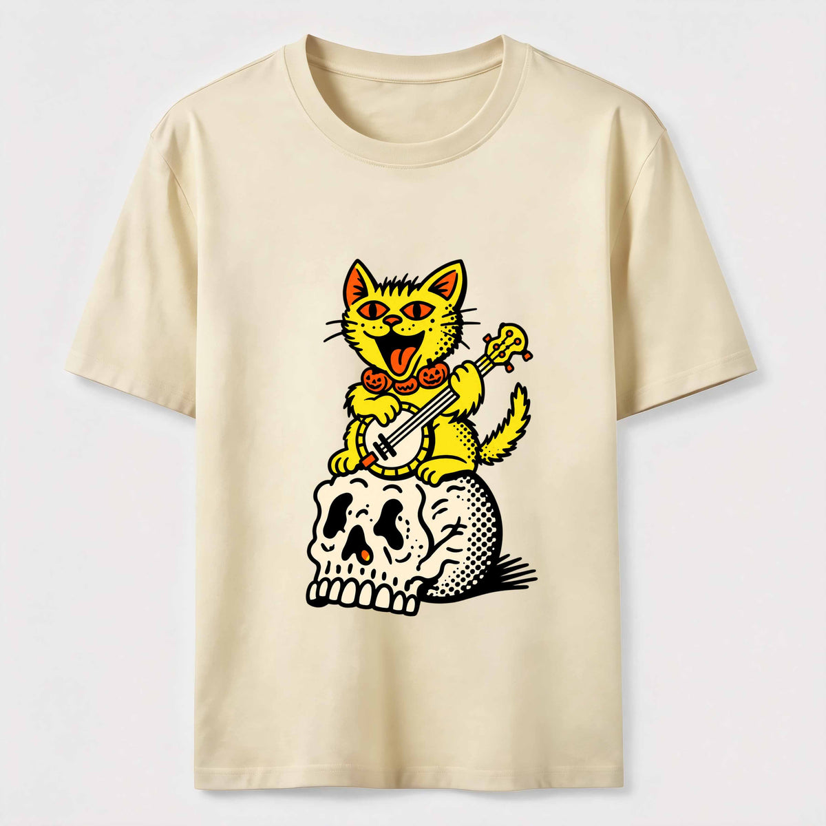 Halloween Guitar-Playing Skeleton Cat Classic T-Shirt