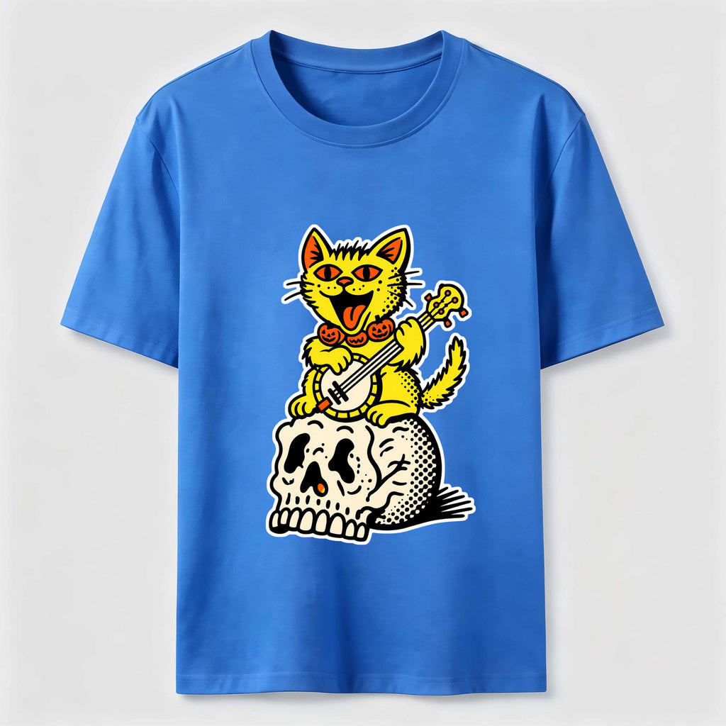 Halloween Guitar-Playing Skeleton Cat Classic T-Shirt