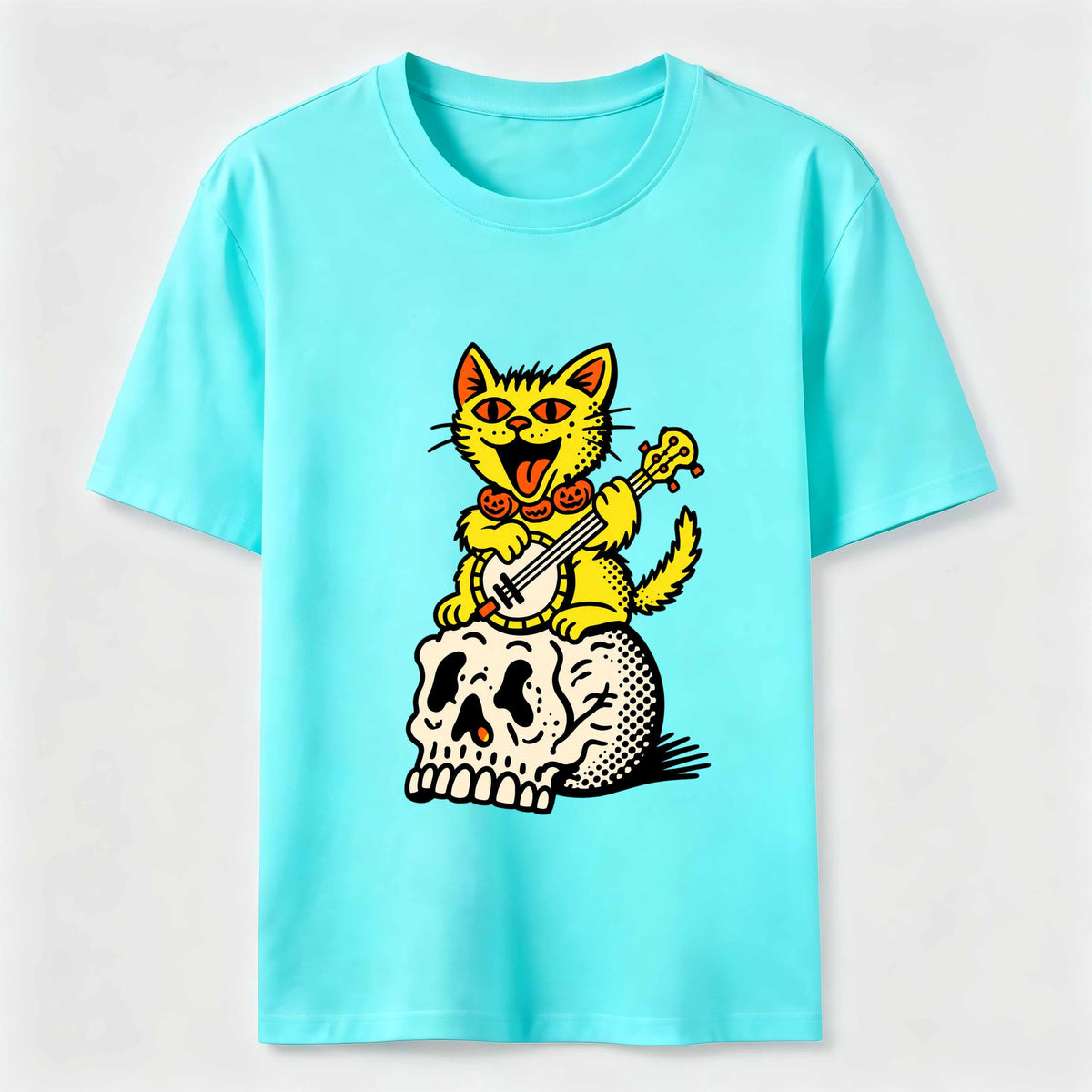 Halloween Guitar-Playing Skeleton Cat Classic T-Shirt