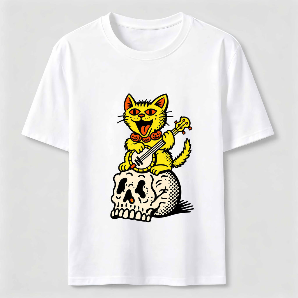 Halloween Guitar-Playing Skeleton Cat Classic T-Shirt