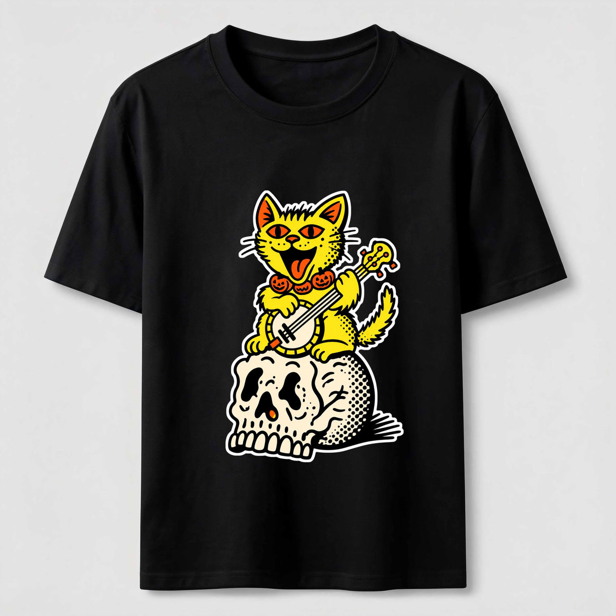 Halloween Guitar-Playing Skeleton Cat Classic T-Shirt
