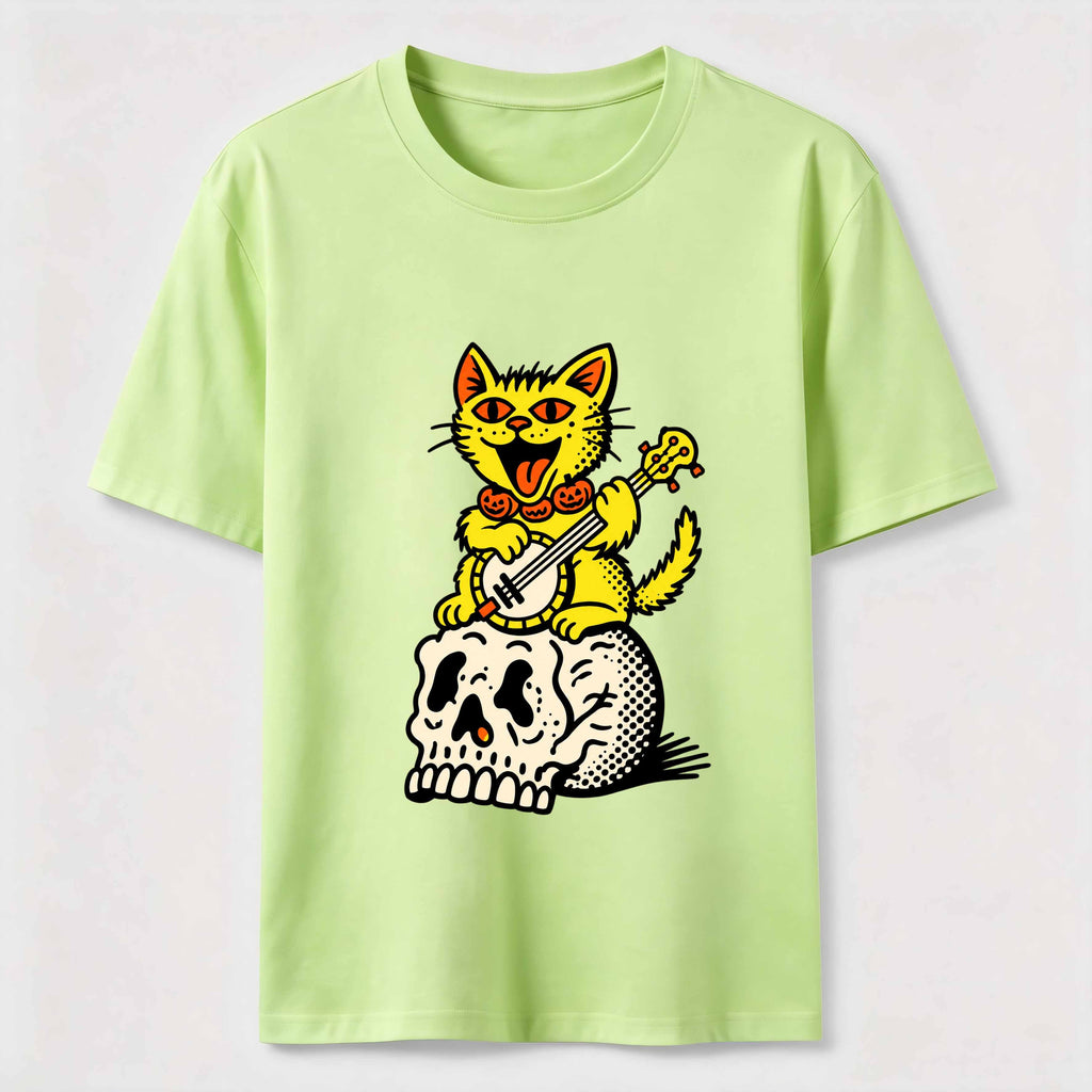 Halloween Guitar-Playing Skeleton Cat Classic T-Shirt