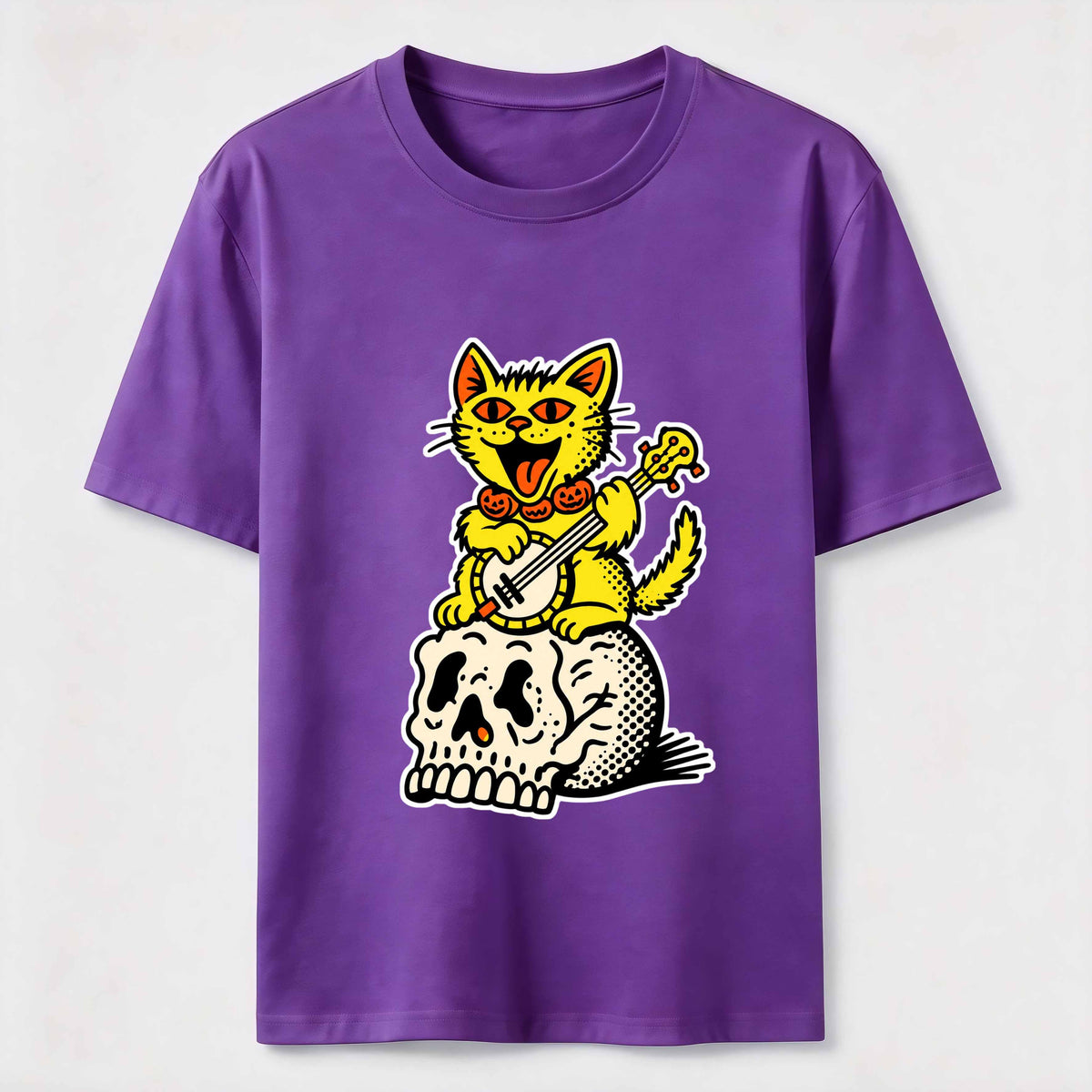 Halloween Guitar-Playing Skeleton Cat Classic T-Shirt