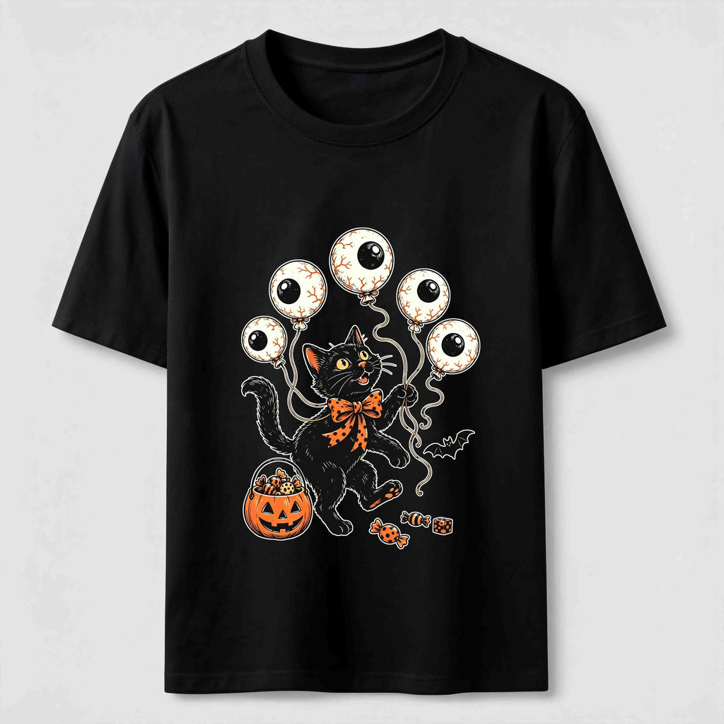 Halloween Eyeball Balloon Cat Classic T-Shirt