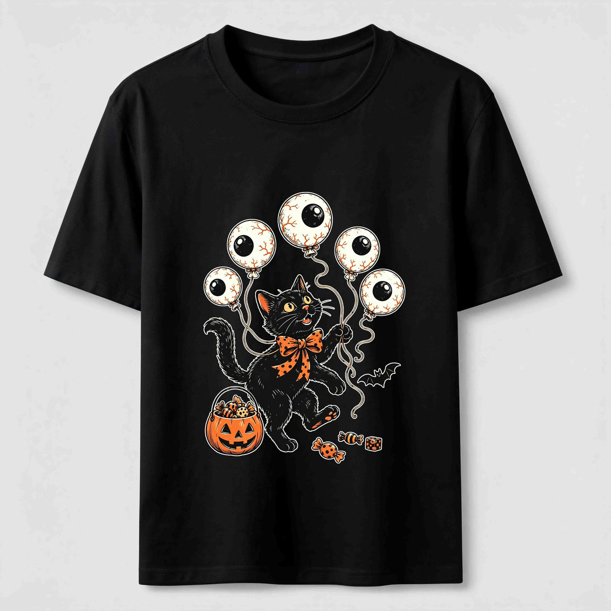 Halloween Eyeball Balloon Cat Classic T-Shirt