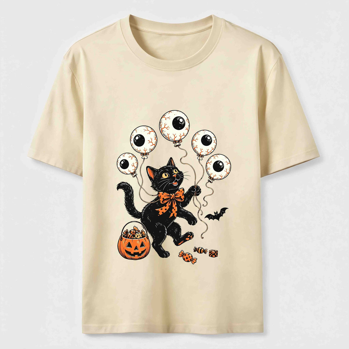 Halloween Eyeball Balloon Cat Classic T-Shirt