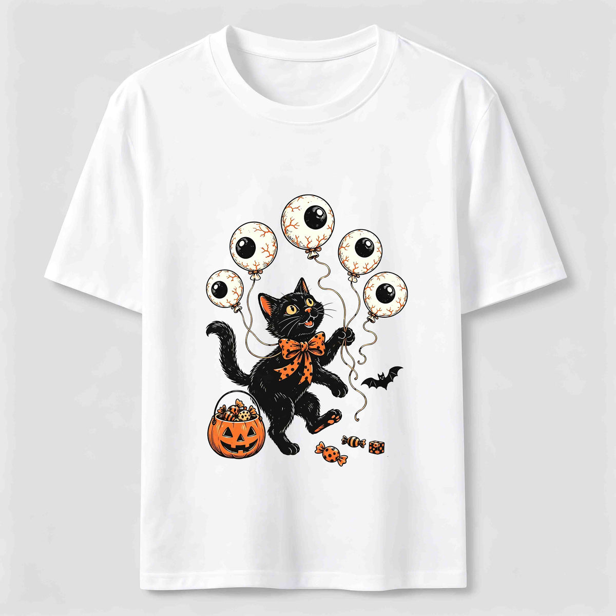 Halloween Eyeball Balloon Cat Classic T-Shirt