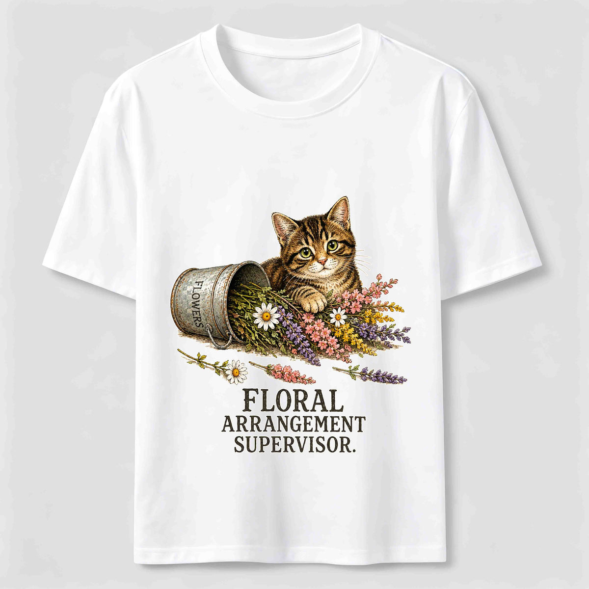Floral And Cat Classic T-Shirt