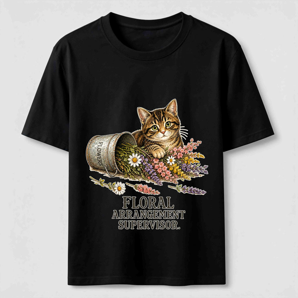 Floral And Cat Classic T-Shirt