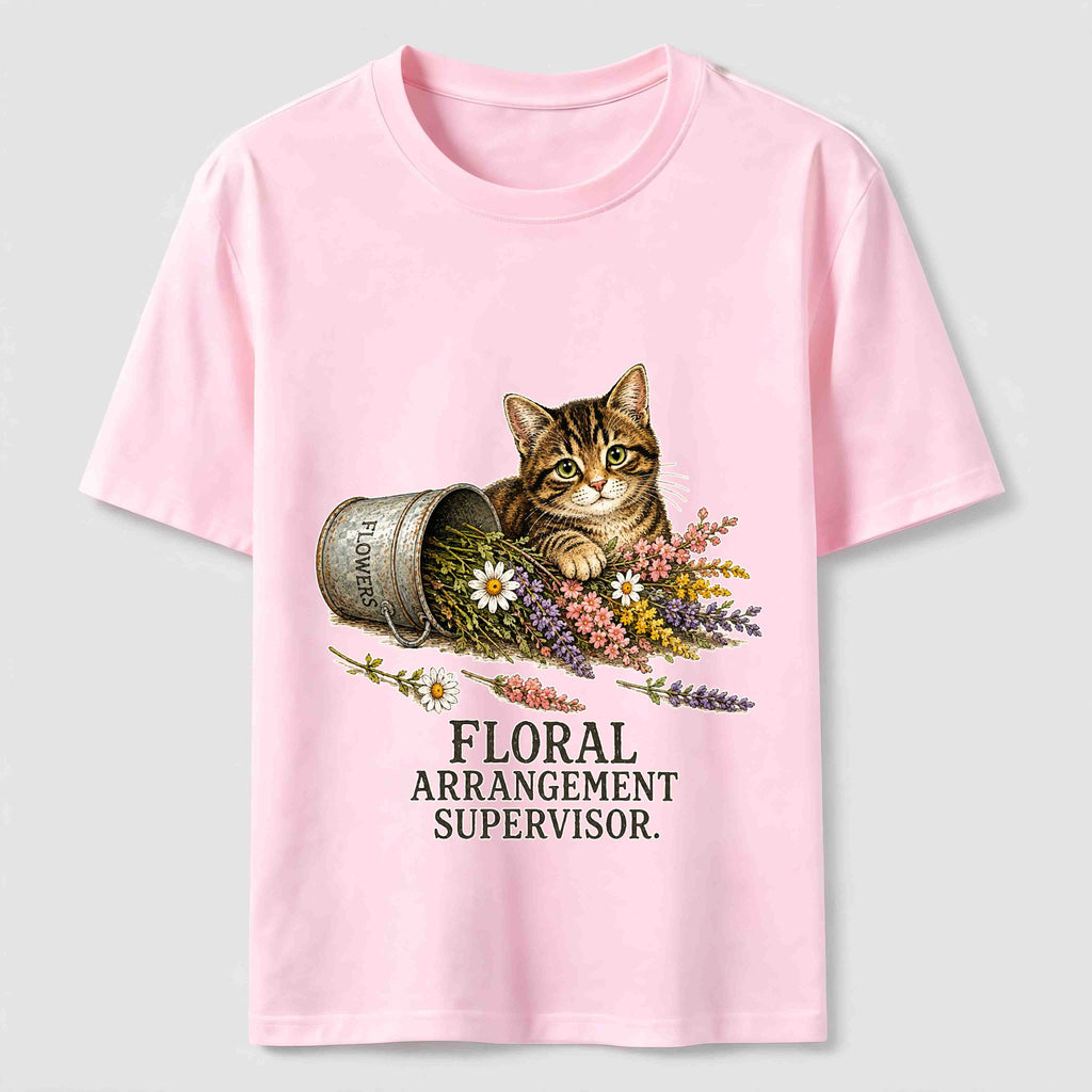 Floral And Cat Classic T-Shirt