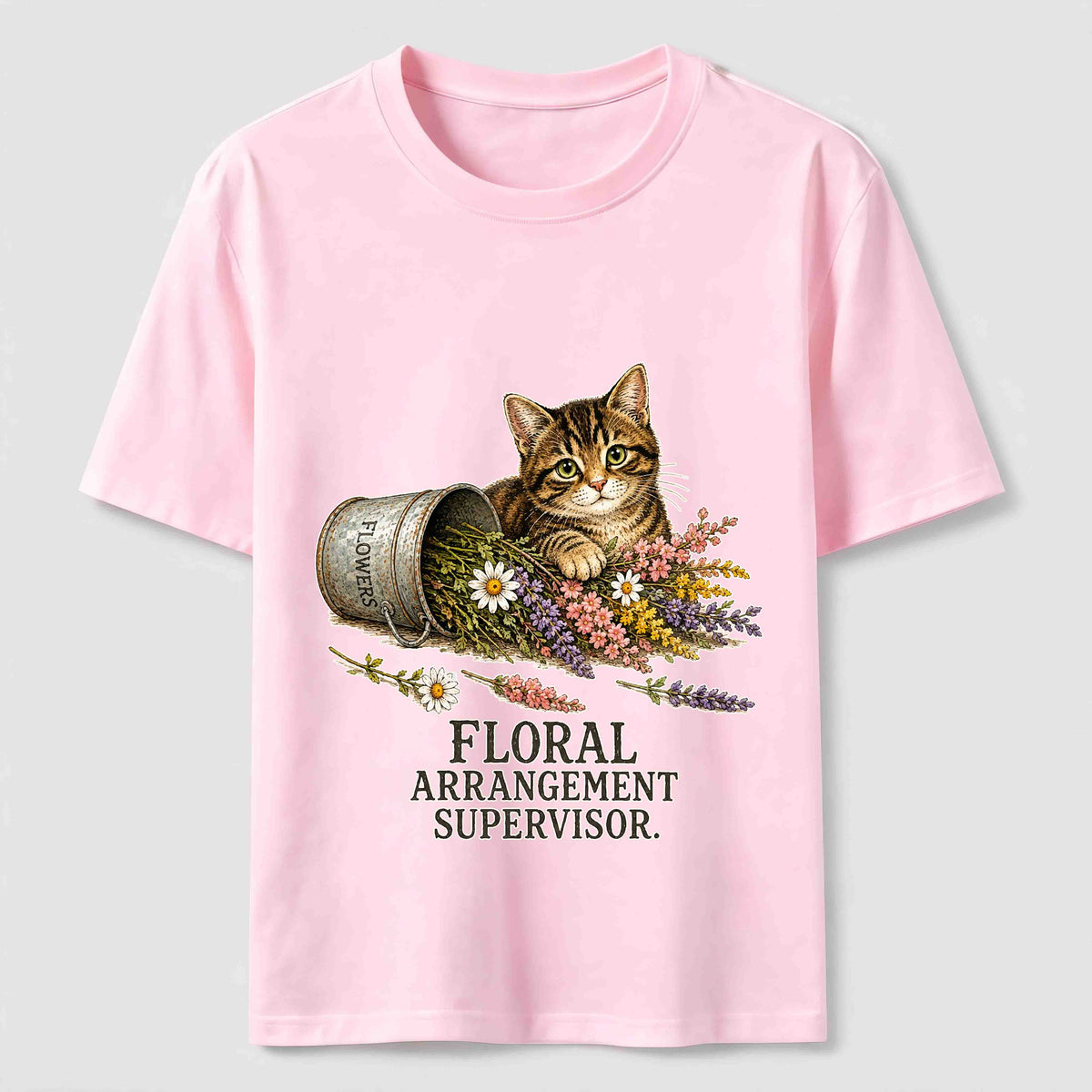 Floral And Cat Classic T-Shirt