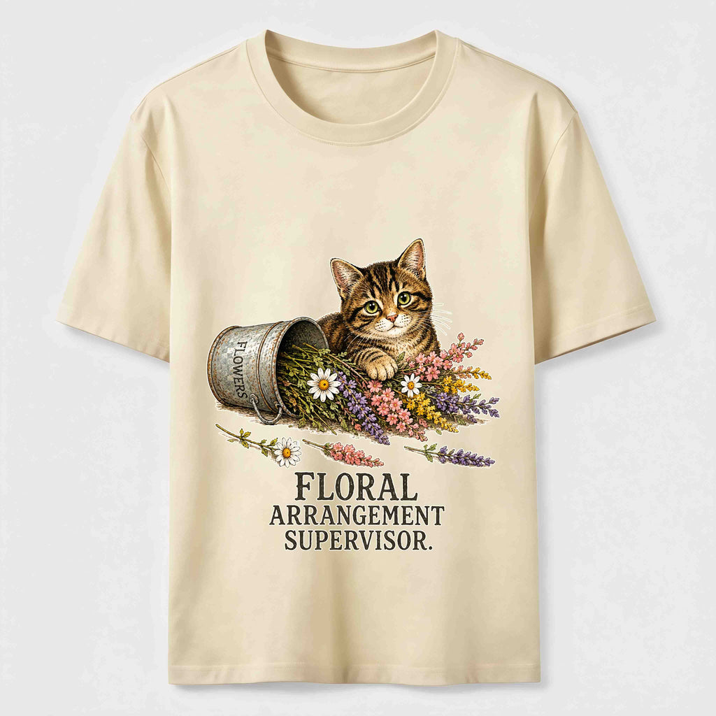 Floral And Cat Classic T-Shirt
