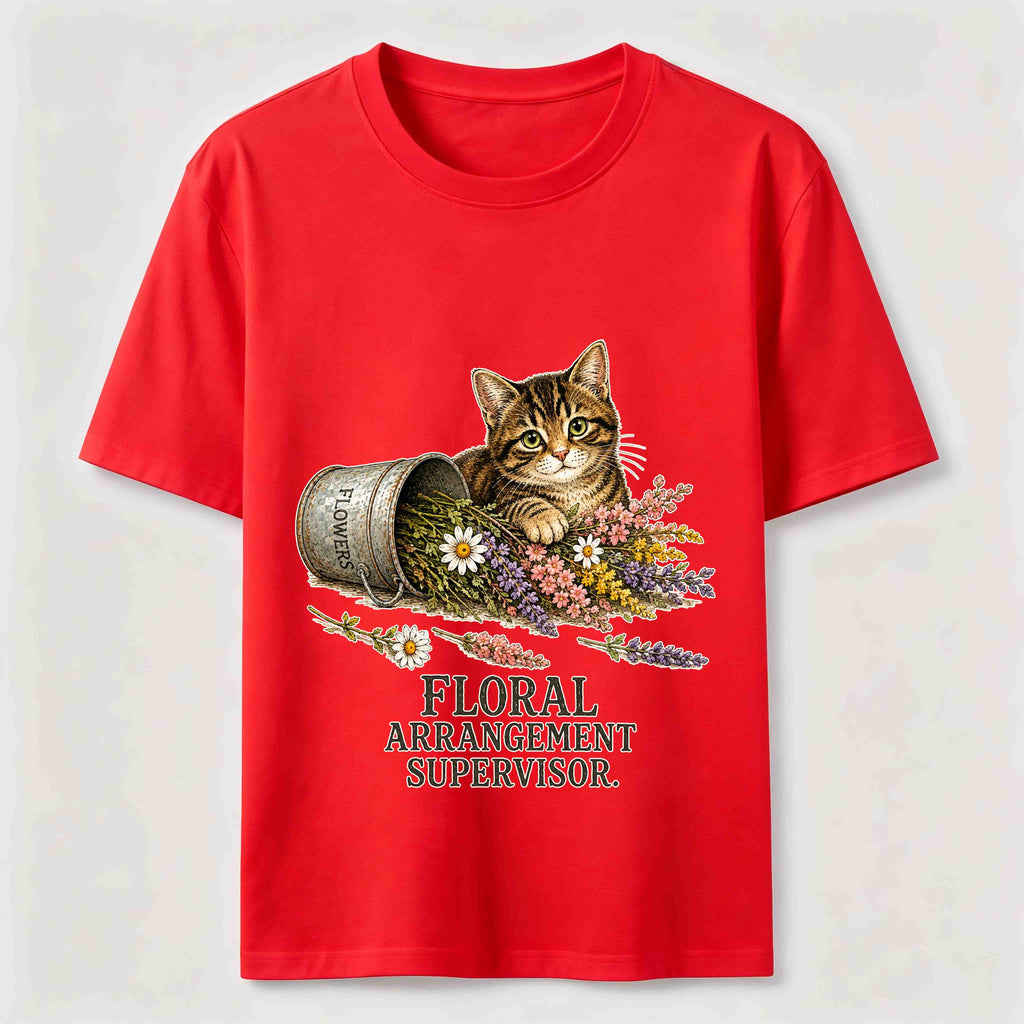 Floral And Cat Classic T-Shirt