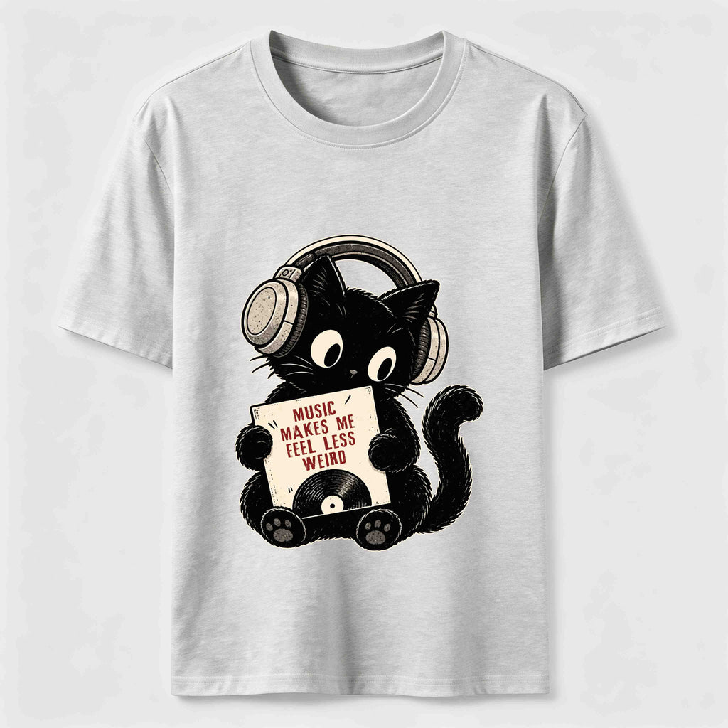 A cat listening to music Classic T-Shirt