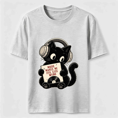 A cat listening to music Classic T-Shirt