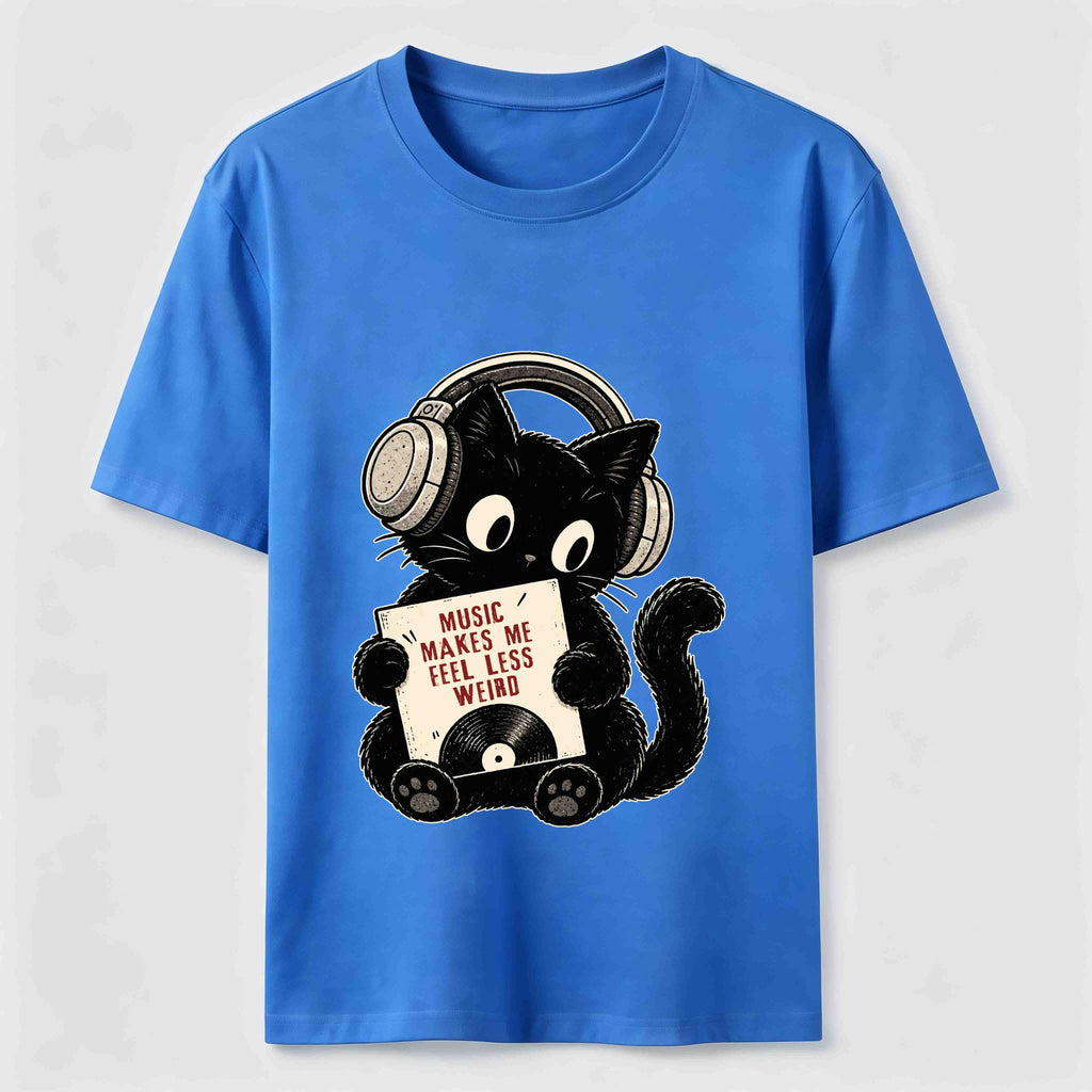 A cat listening to music Classic T-Shirt