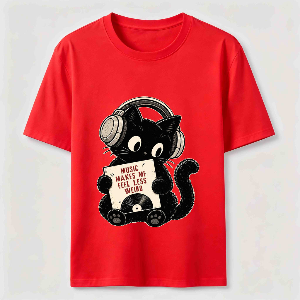 A cat listening to music Classic T-Shirt